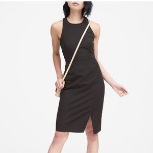 Petite Racer-Neck Sheath Dress - Banana Republic